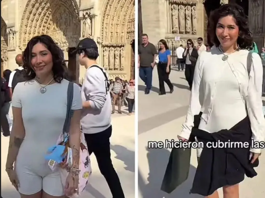 A Tiktoker le prohíben entrar a Notre Dame por atuendo