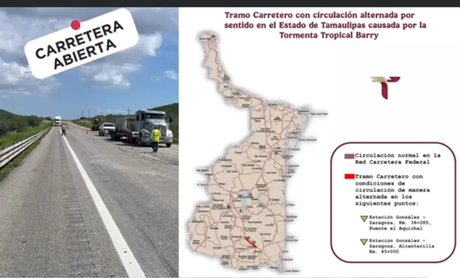 Se reabre la circulación en la carretera Victoria-Tampico en julio 2025